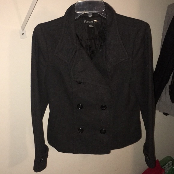 Black button down pea coat - Picture 1 of 2
